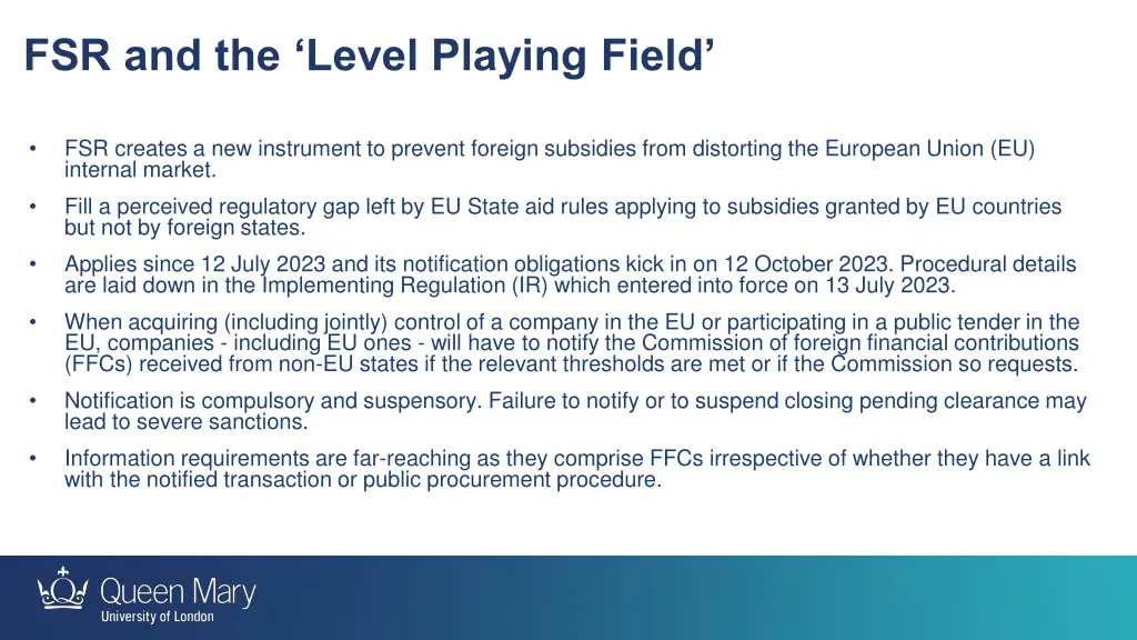 fsr and the level playing field 1