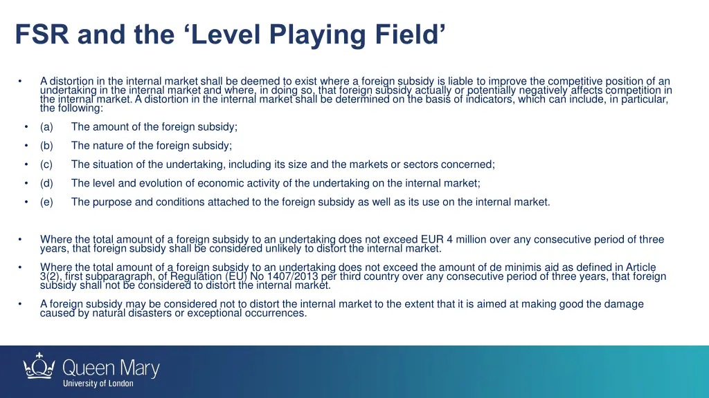 fsr and the level playing field 2