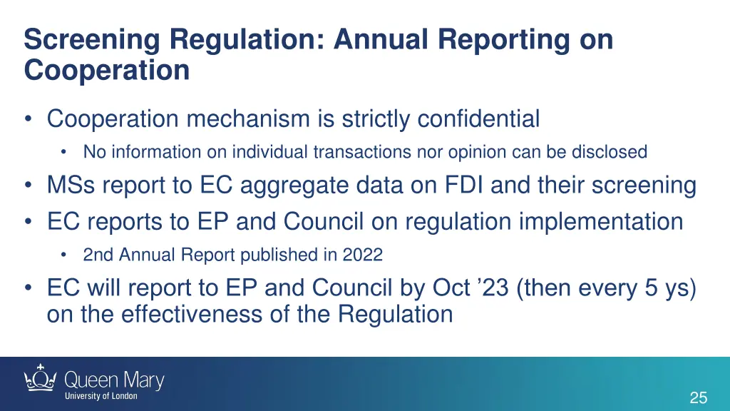 screening regulation annual reporting