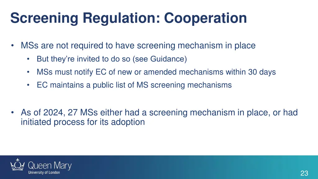 screening regulation cooperation