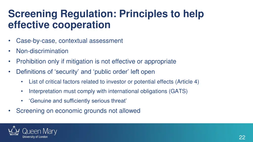 screening regulation principles to help effective