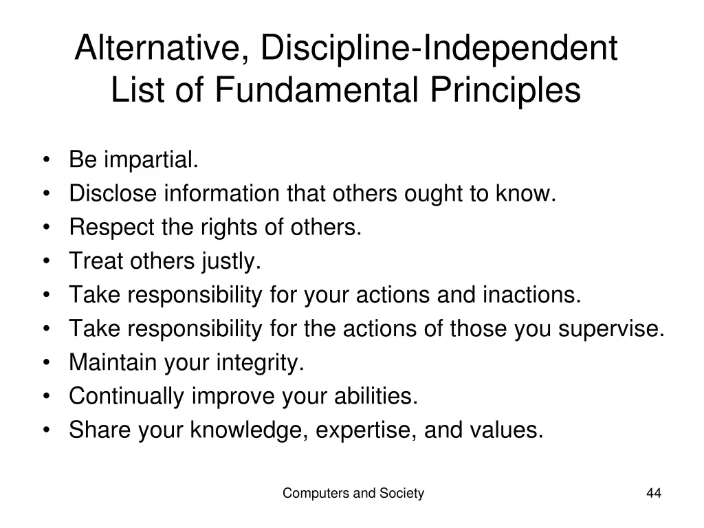 alternative discipline independent list