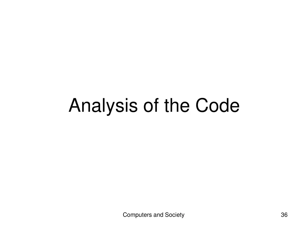 analysis of the code