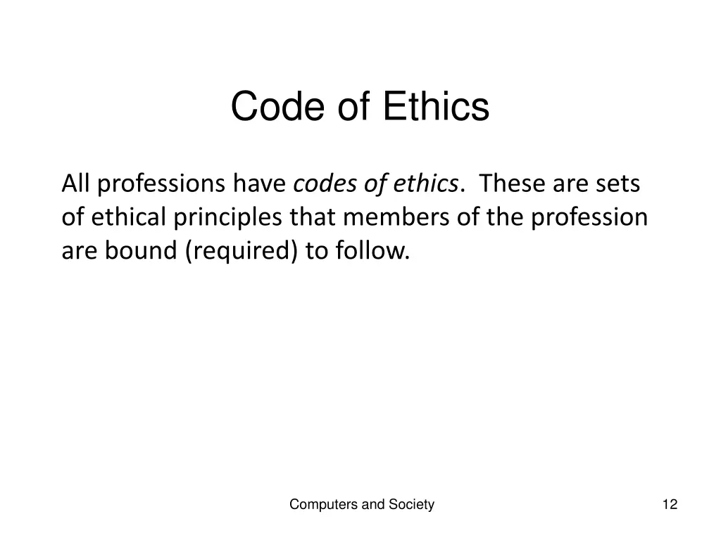 code of ethics