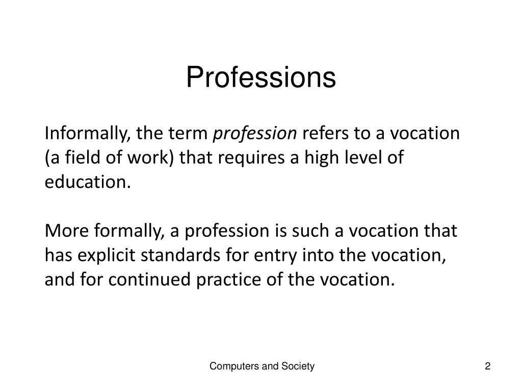 professions