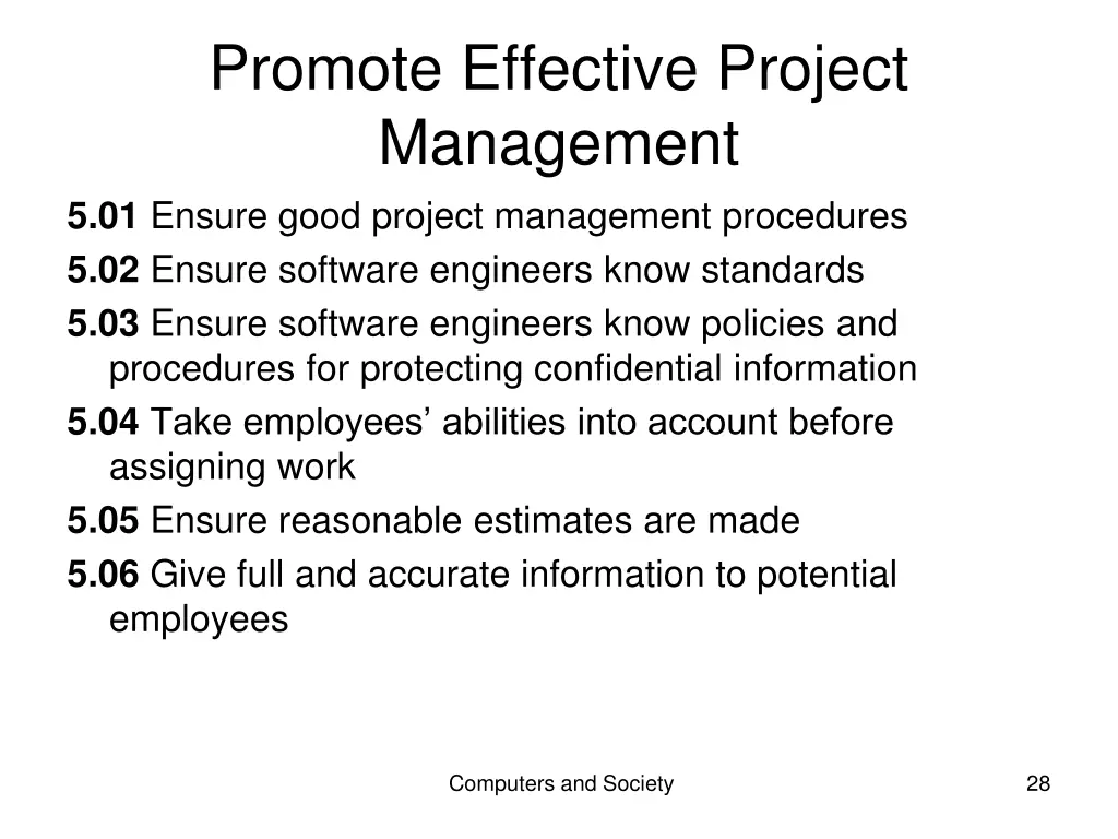 promote effective project management 5 01 ensure