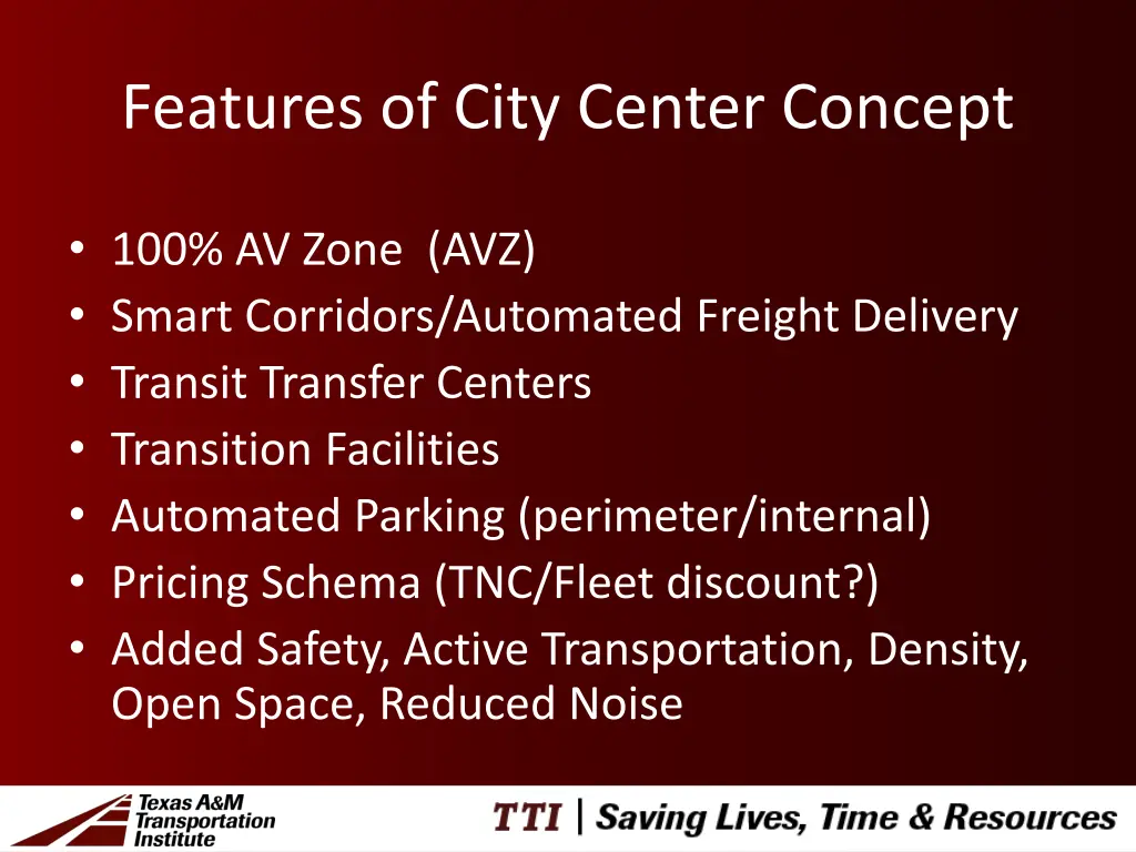 features of city center concept
