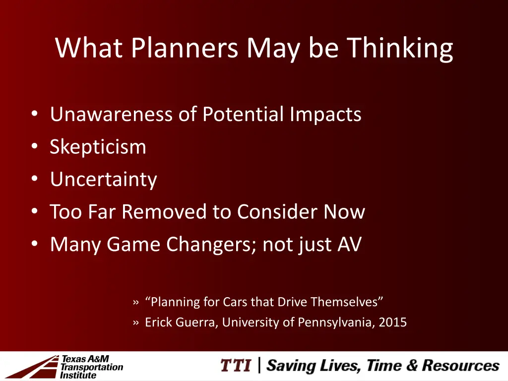 what planners may be thinking