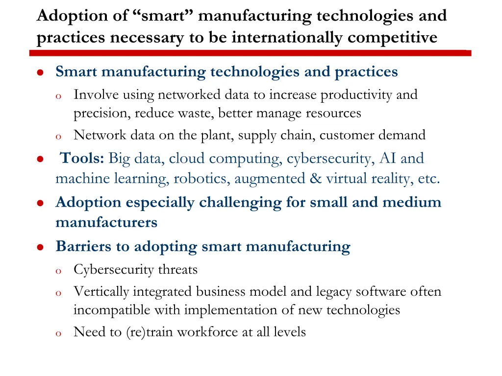 adoption of smart manufacturing technologies