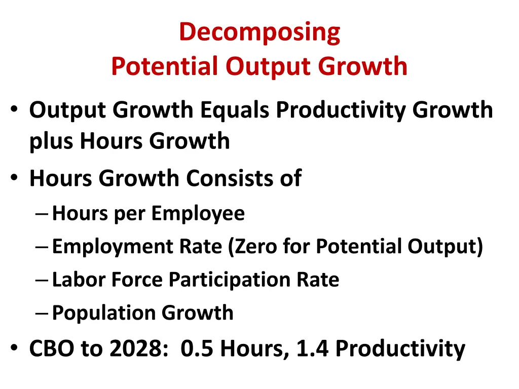 decomposing potential output growth output growth