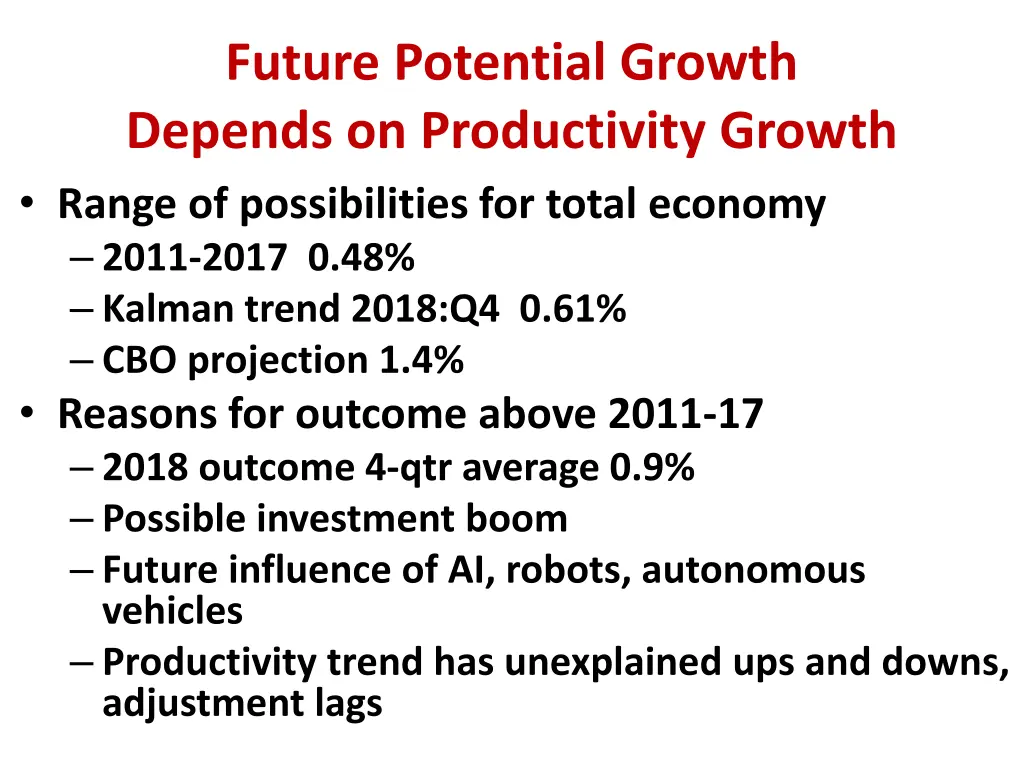 future potential growth depends on productivity