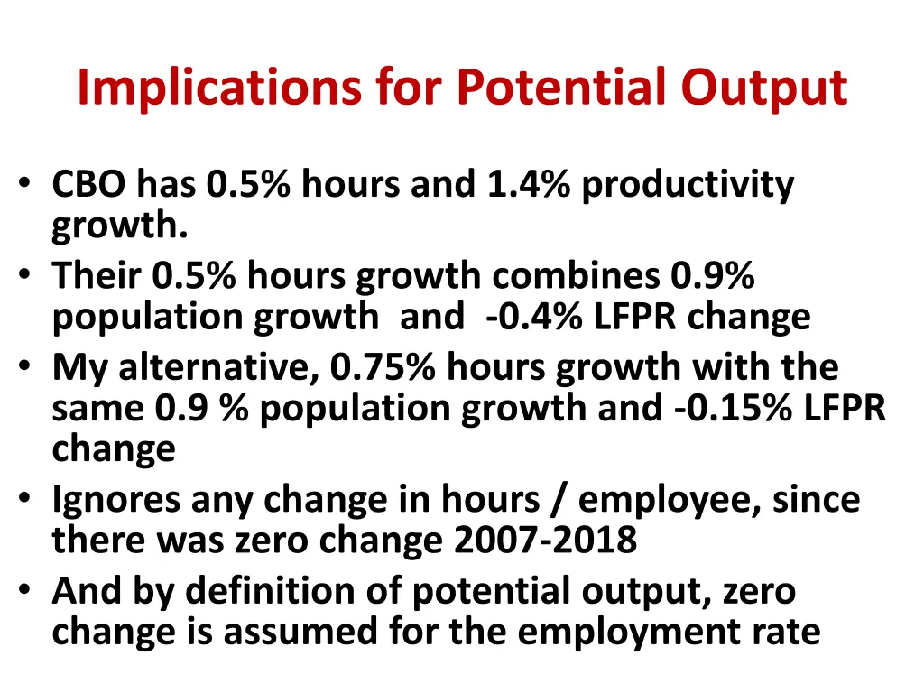 implications for potential output