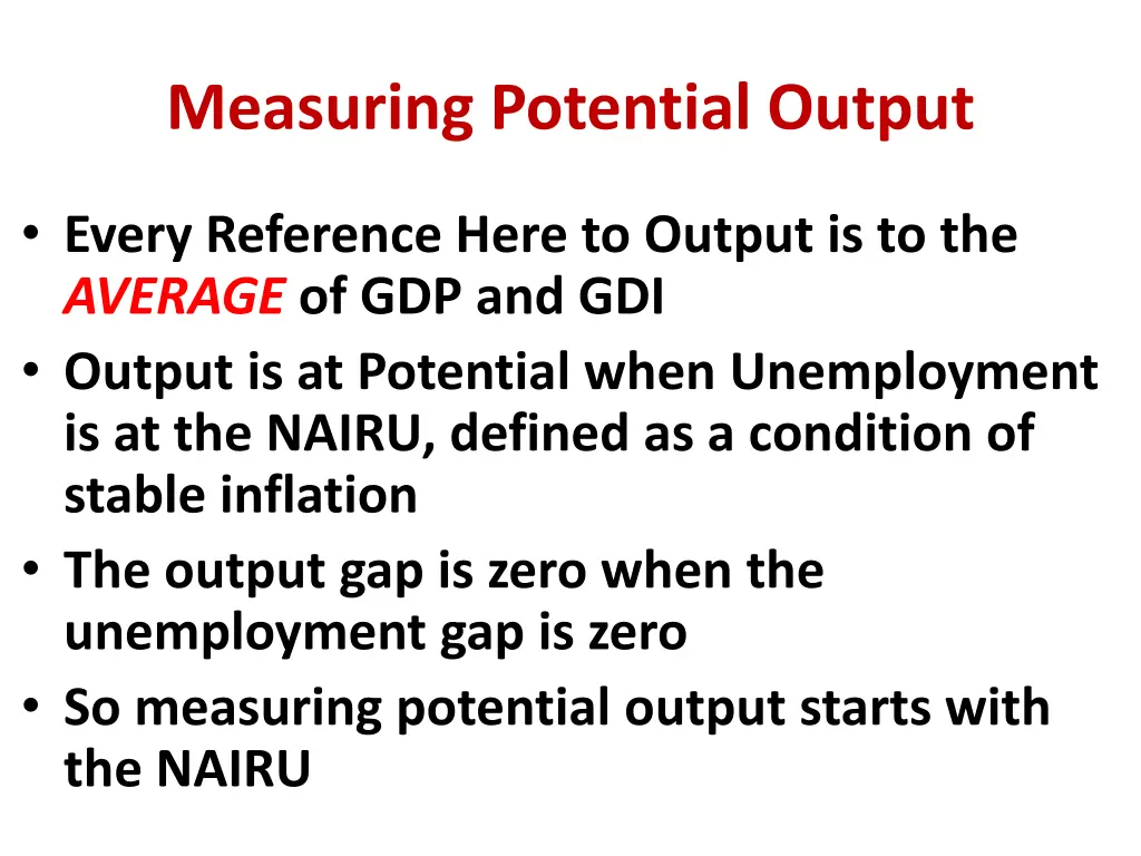 measuring potential output
