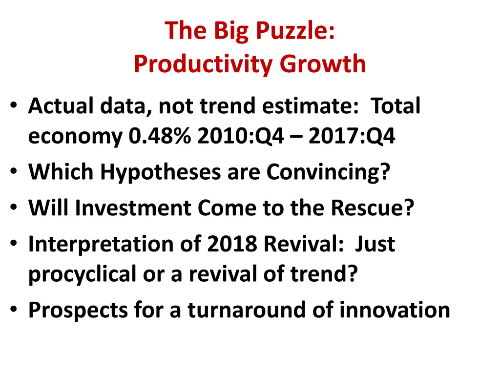 the big puzzle productivity growth