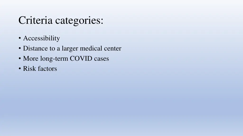 criteria categories