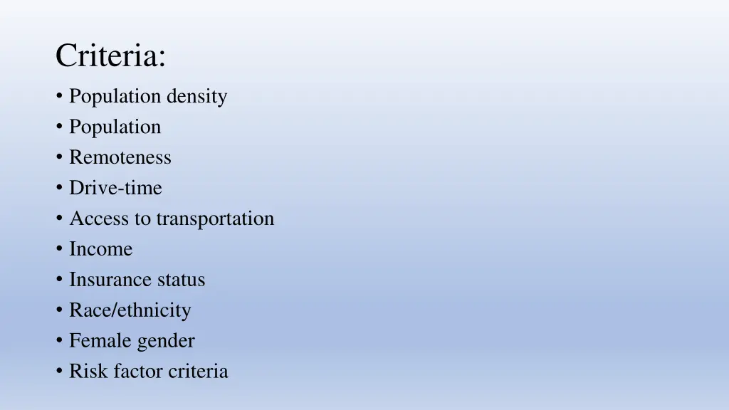 criteria