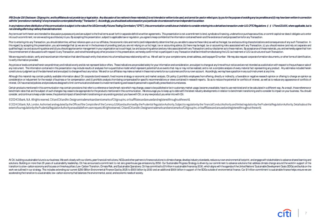 irscircular230disclosure citigroupinc