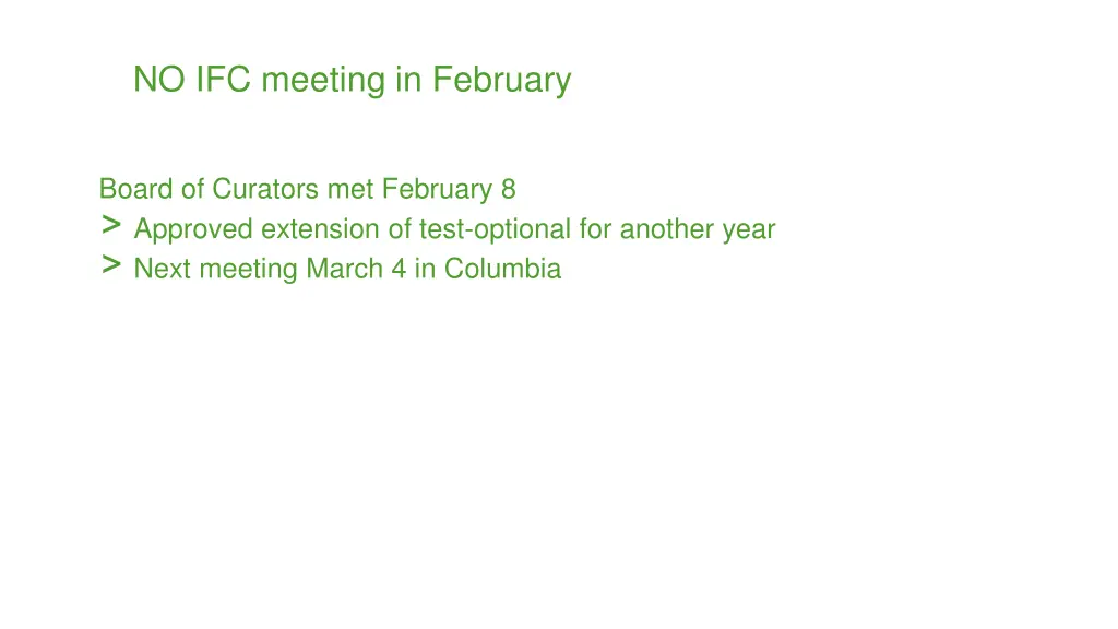 no ifc meeting in february