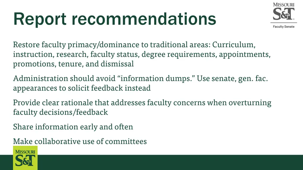 report recommendations