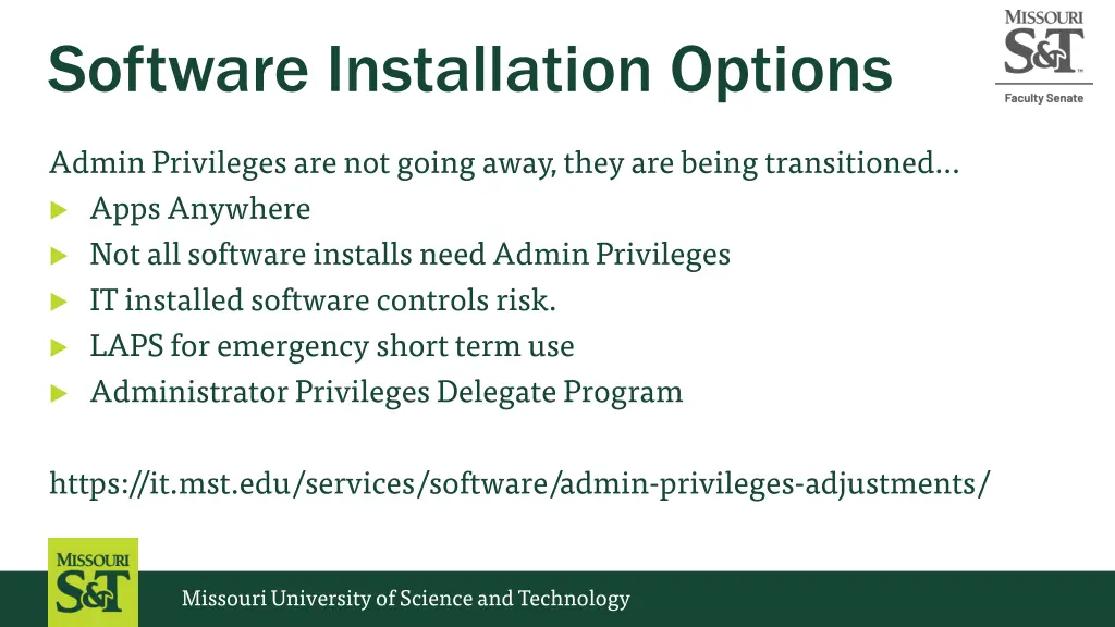 software installation options