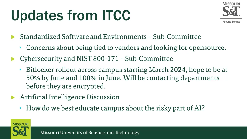 updates from itcc 1