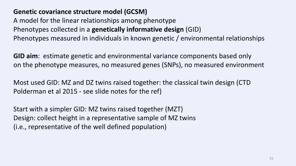 genetic covariance structure model gcsm a model