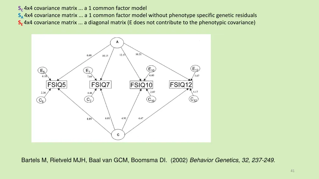 s c 4x4 covariance matrix a 1 common factor model