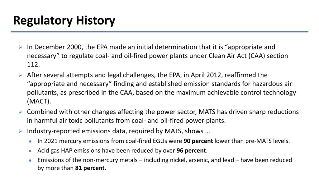 regulatory history
