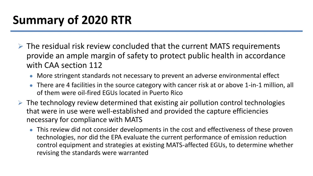 summary of 2020 rtr