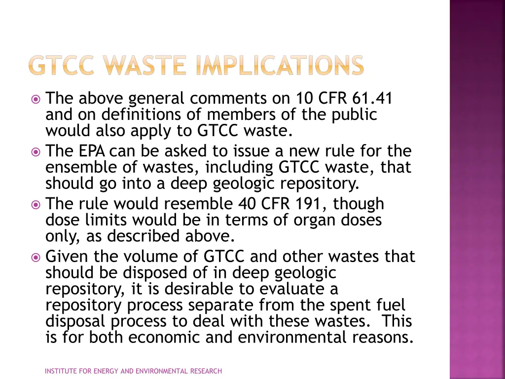 gtcc waste implications