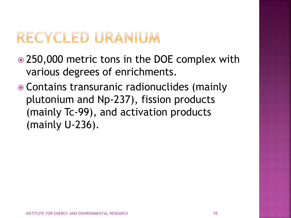 recycled uranium