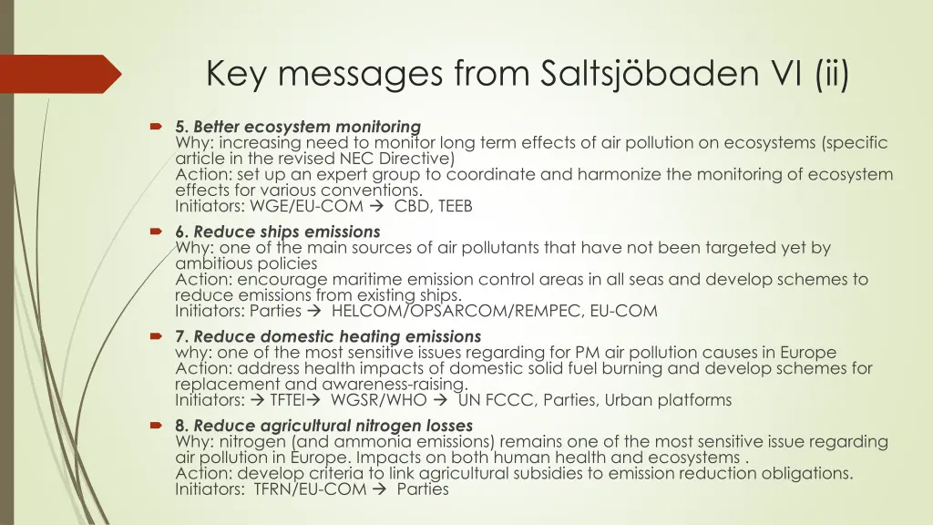 key messages from saltsj baden vi ii