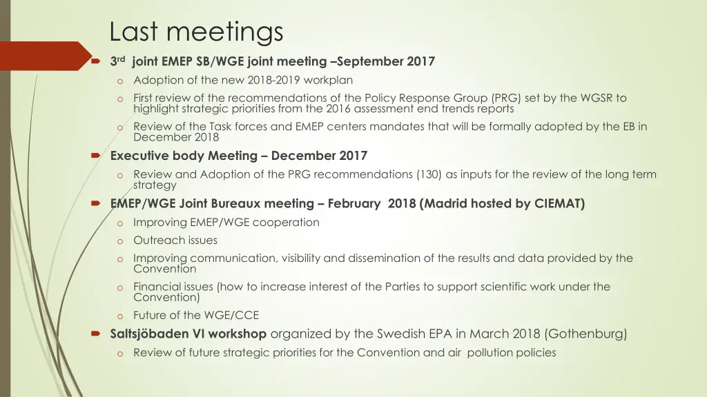 last meetings
