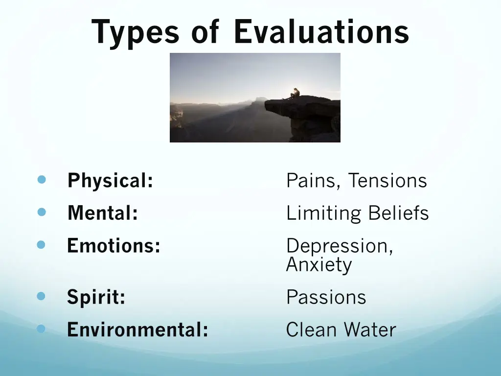 types of evaluations