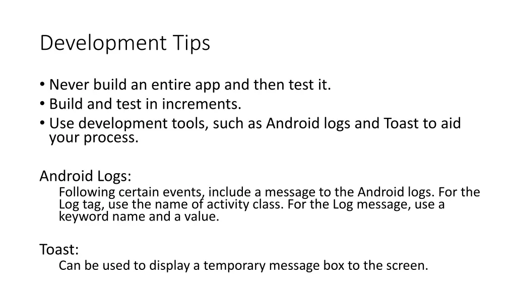 development tips