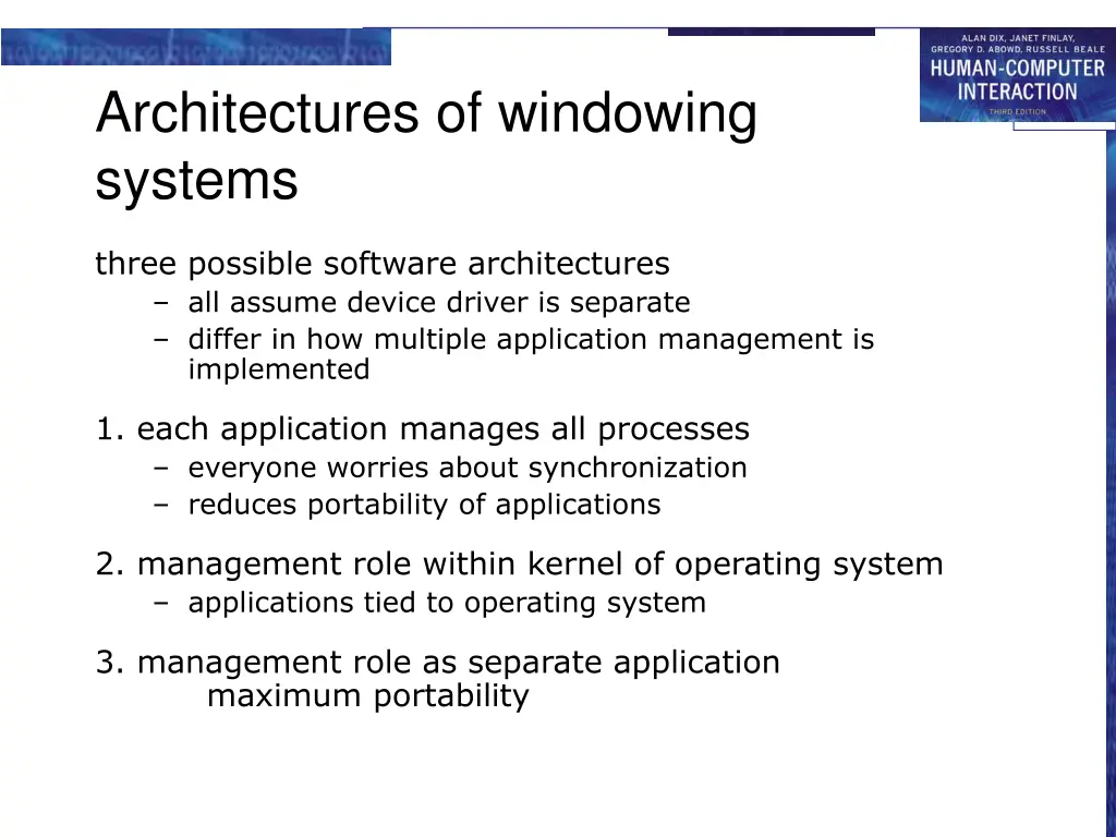 architectures of windowing systems