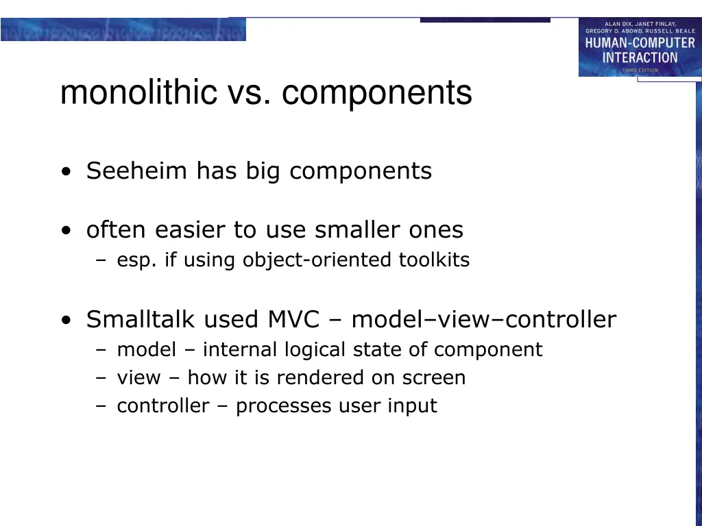 monolithic vs components