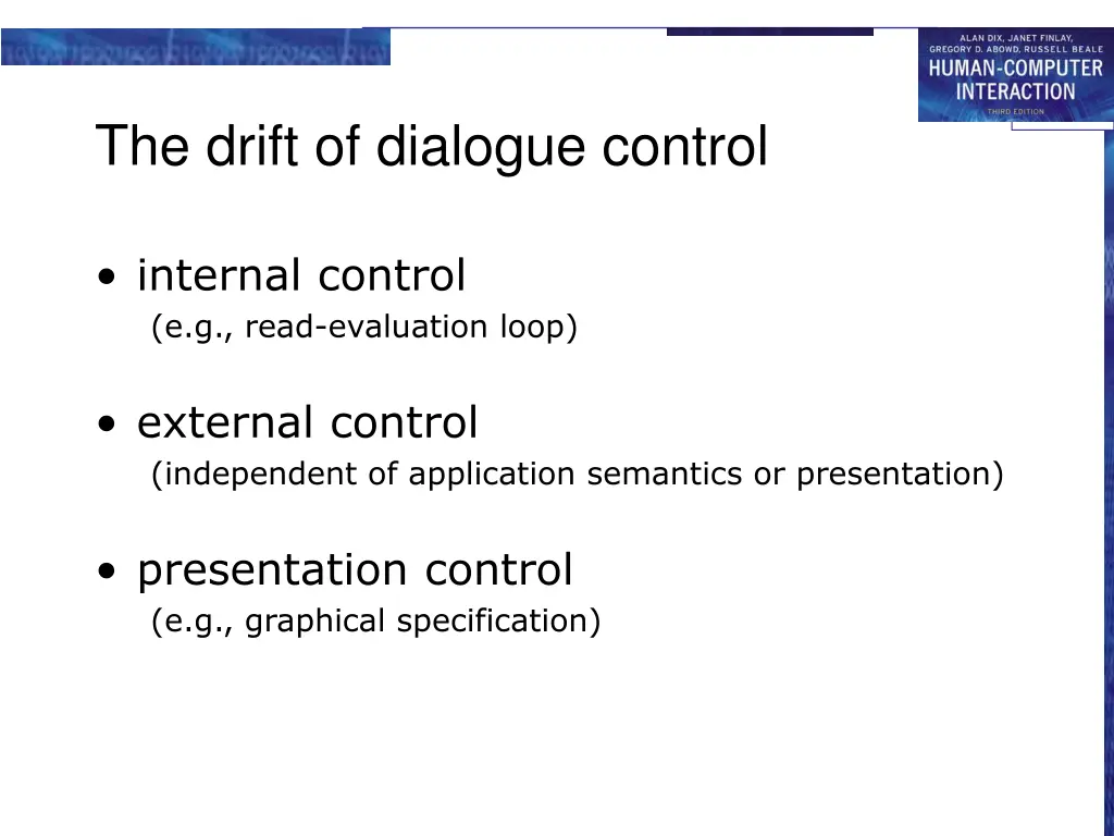 the drift of dialogue control