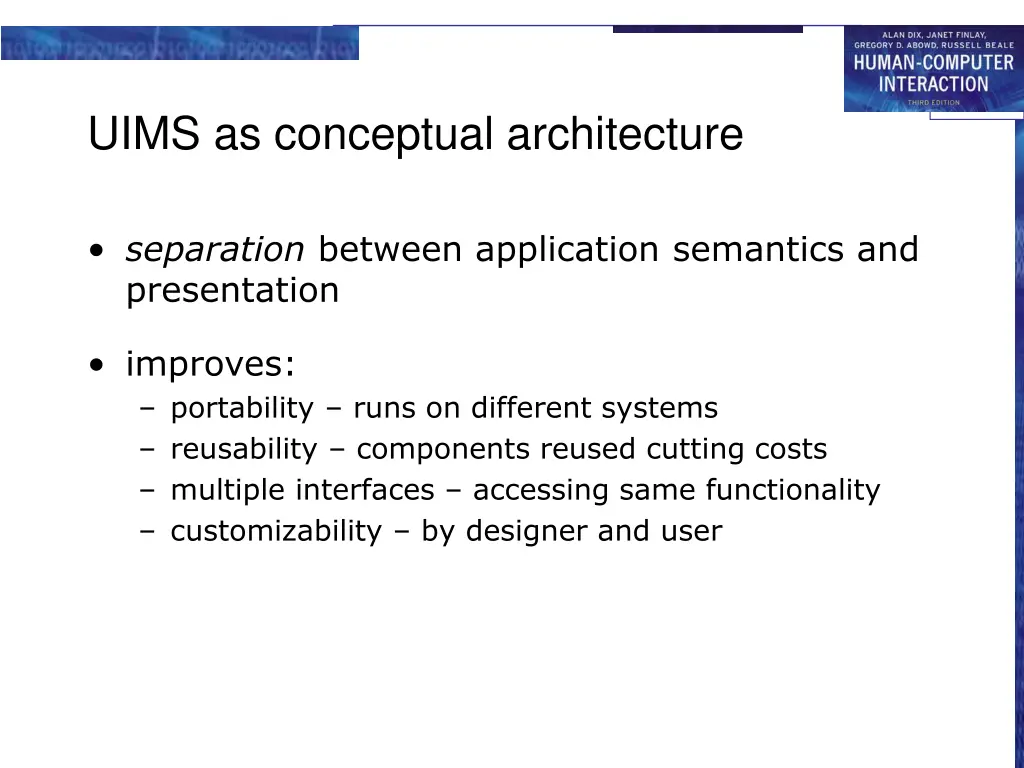 uims as conceptual architecture