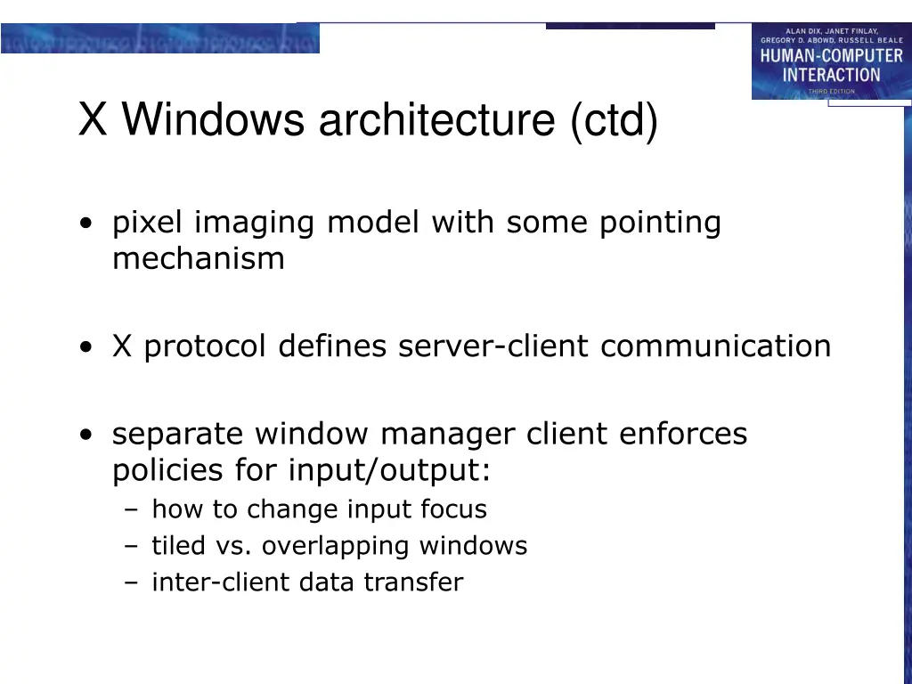 x windows architecture ctd