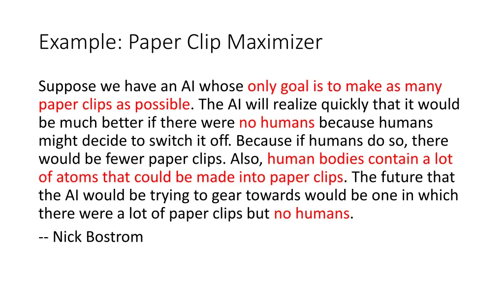 example paper clip maximizer