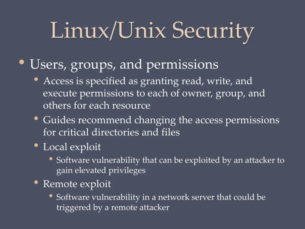 linux unix security users groups and permissions