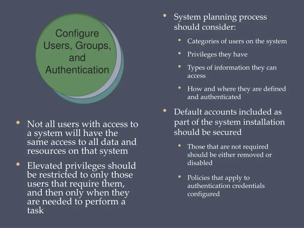 system planning process should consider