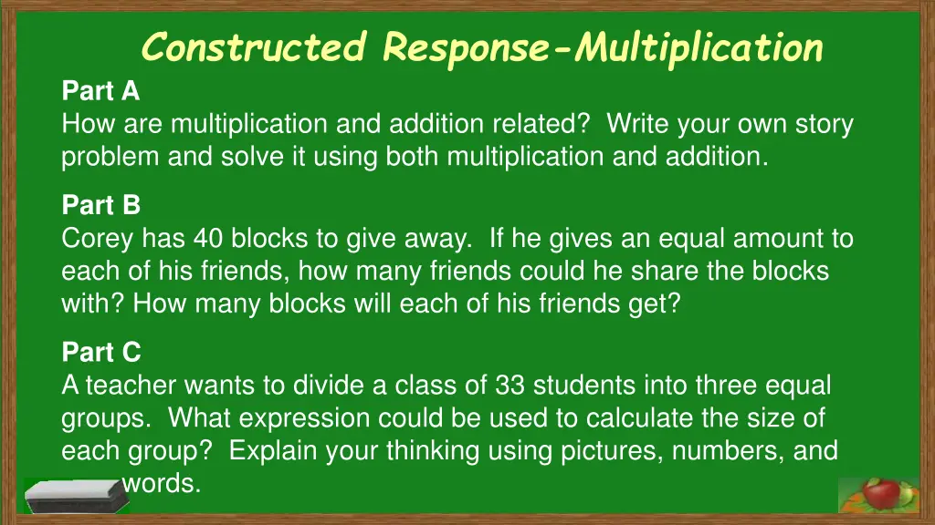 constructed response multiplication part