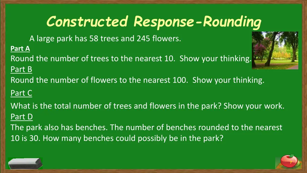 constructed response rounding a large park