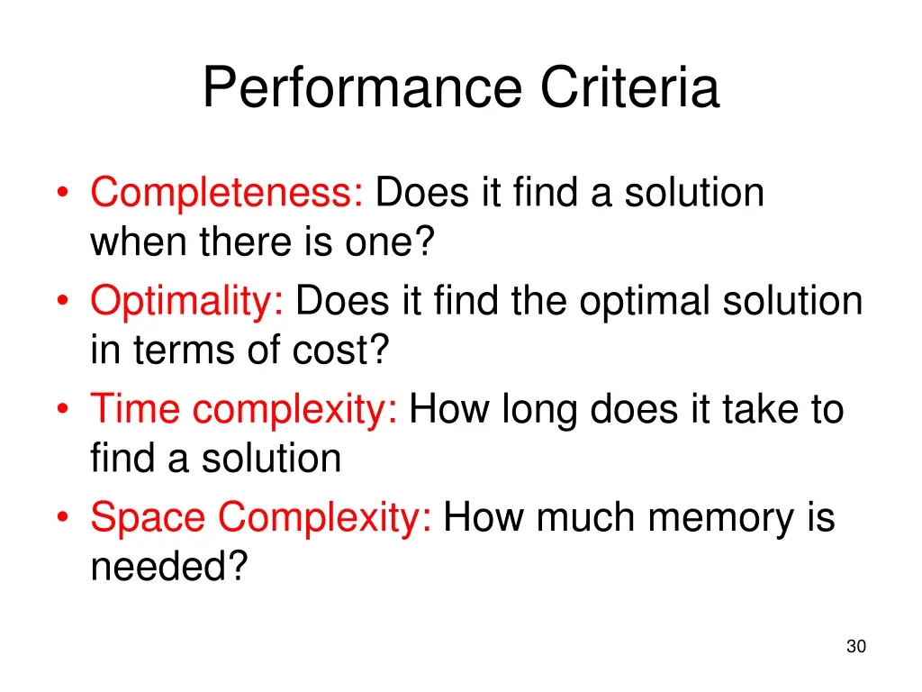 performance criteria