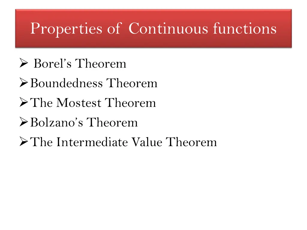 properties of continuous functions