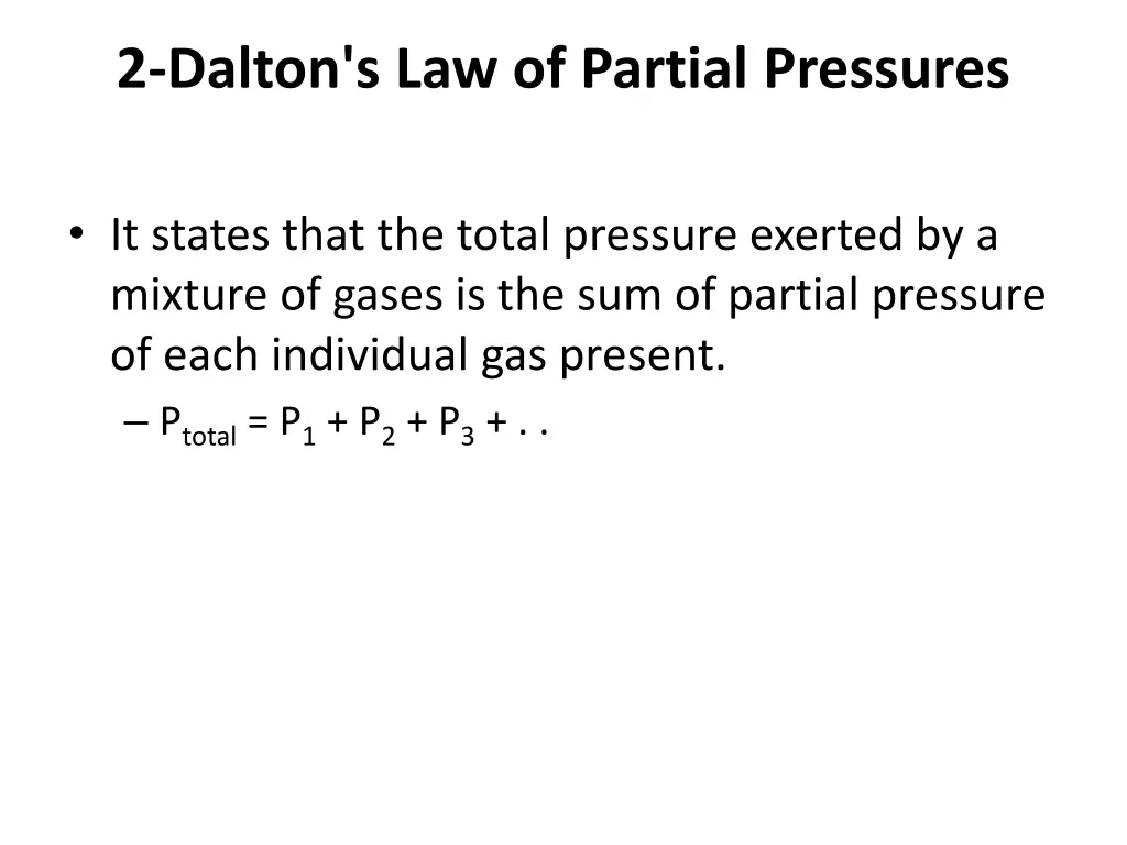 2 dalton s law of partial pressures
