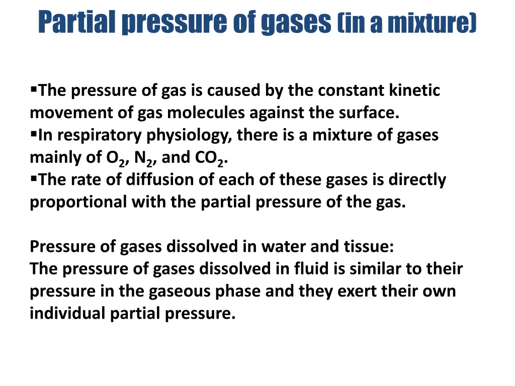 partial pressure of gases in a mixture