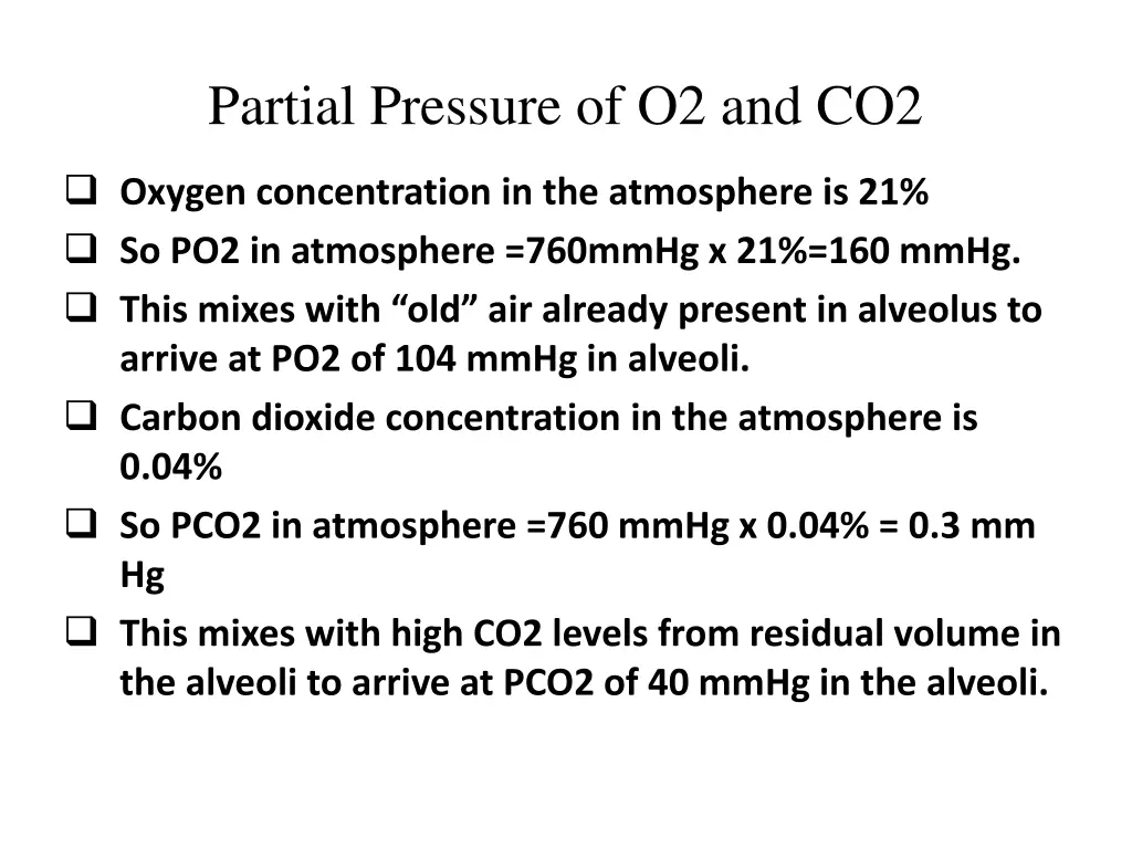 partial pressure of o2 and co2